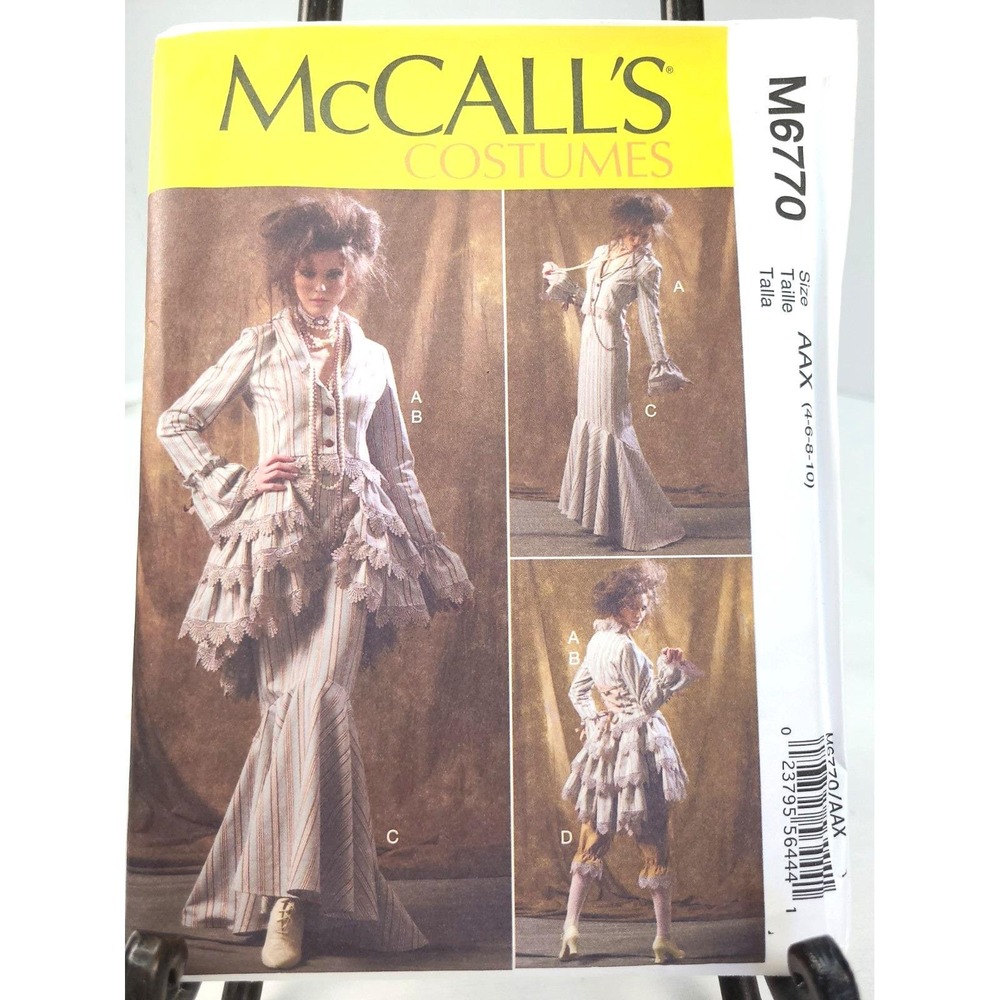 McCall's Sewing Pattern M6770 Steampunk, Victorian Bustle UNCUT Sz AAX 4-10